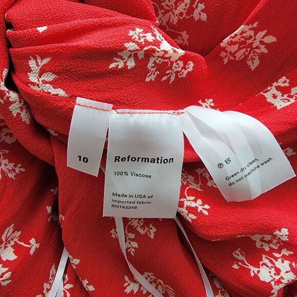 Reformation  womens Floral Midi Meredith Dress size 10 Fairy - Picture 8 of 8
